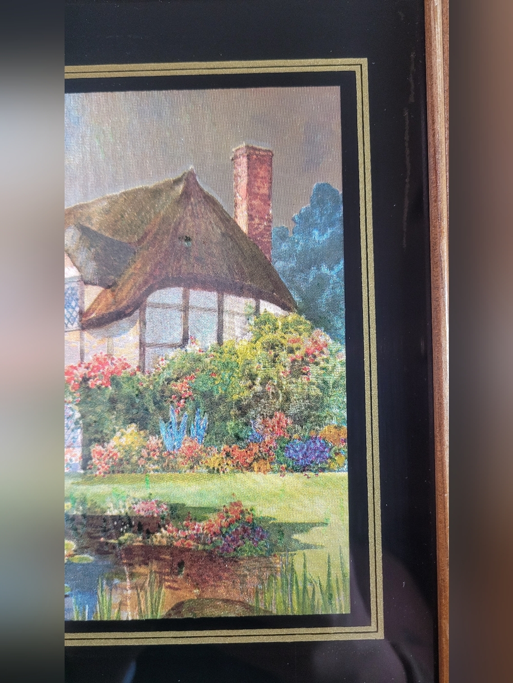 Vintage Foil Print Dufex Cottage By The Lake 70s - Picture 13 of 16